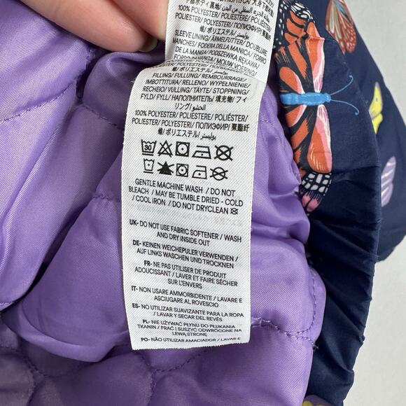 Mini Boden Girls Jacket 11-12 Blue Butterfly Padded Convertible Vest Fleece Line - Picture 14 of 14